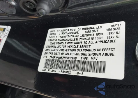 2017 Honda Cr-V Ex z USA, uszkodzony, nr VIN 7FARW1H52HE032980